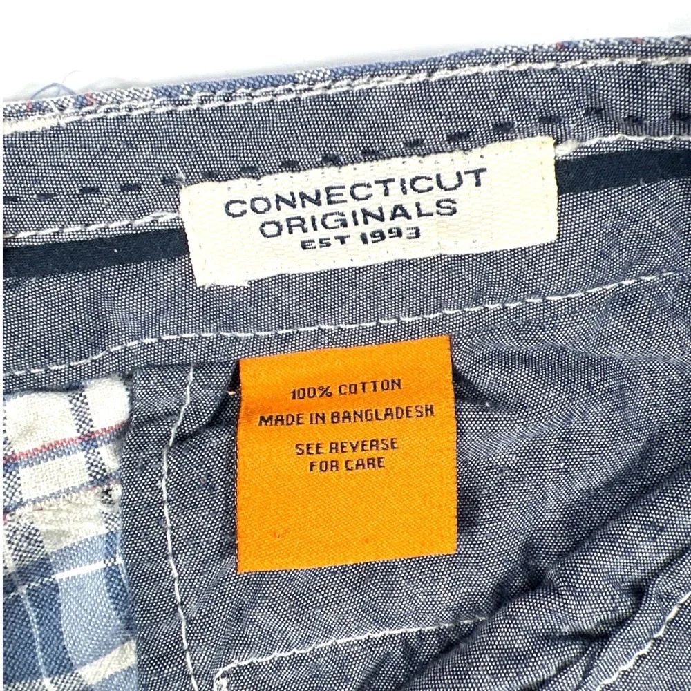 Tailor Vintage Mens Blue Plaid Shorts 36 Connecticut Originals Cotton Chino EUC